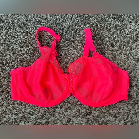 Elomi neon pink Matilda full coverage lace underwire bra Women’s size 38DDD - Picture 1 of 4